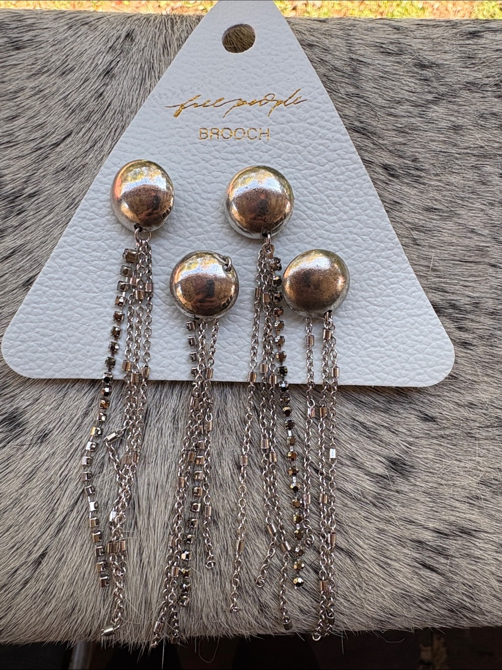 Free People Silver-tone Tassel Drop Brooch Set